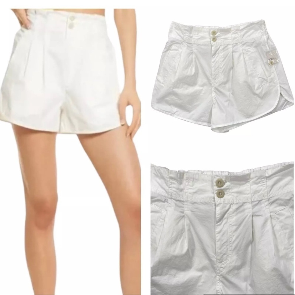 Free People Pleated Shorty Pull On Summer Shorts Jasmine White Womens Medium